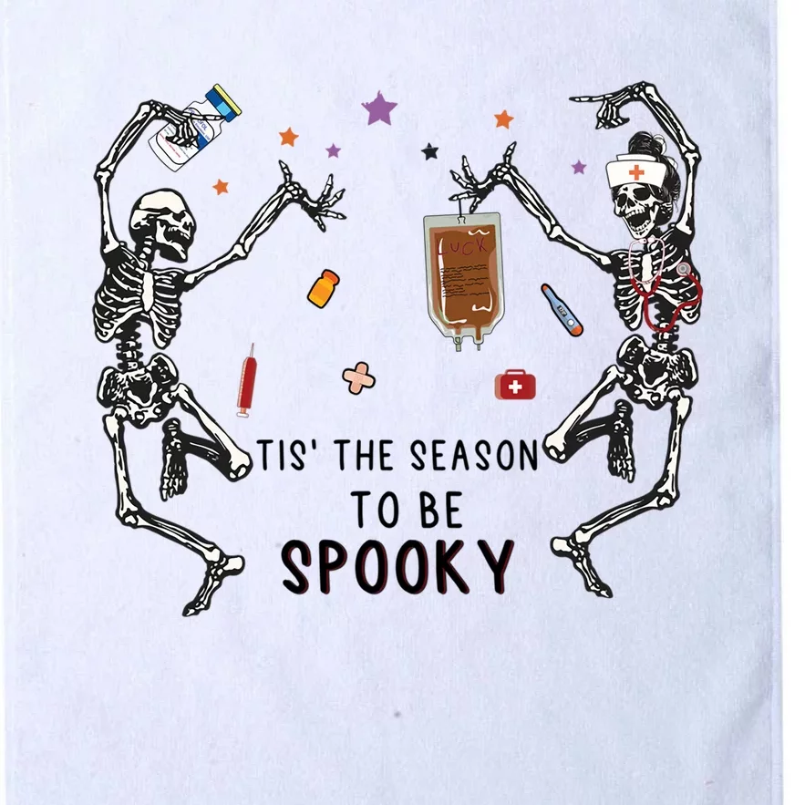 Tis The Season To Be Spooky Skeleton Nurse Halloween Cute Gift Platinum Collection Golf Towel