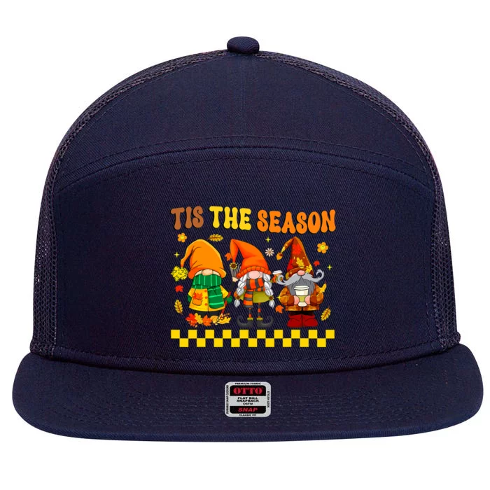 Tis The Season Fall Gnomes Hippie Thanksgiving 7 Panel Mesh Trucker Snapback Hat