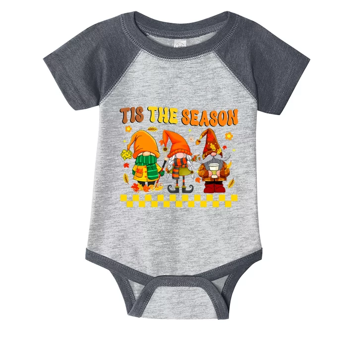 Tis The Season Fall Gnomes Hippie Thanksgiving Infant Baby Jersey Bodysuit