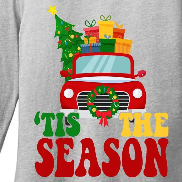 Tis The Season Jolly Christmas Truck Womens CVC Long Sleeve Shirt