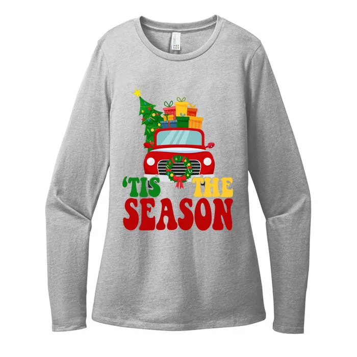 Tis The Season Jolly Christmas Truck Womens CVC Long Sleeve Shirt