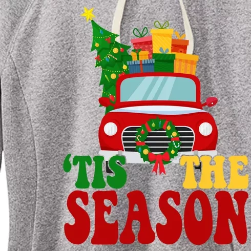 Tis The Season Jolly Christmas Truck Women's Fleece Hoodie