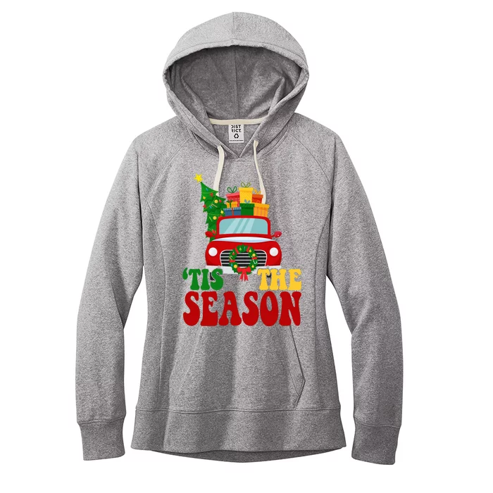 Tis The Season Jolly Christmas Truck Women's Fleece Hoodie