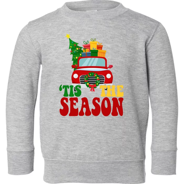 Tis The Season Jolly Christmas Truck Toddler Sweatshirt