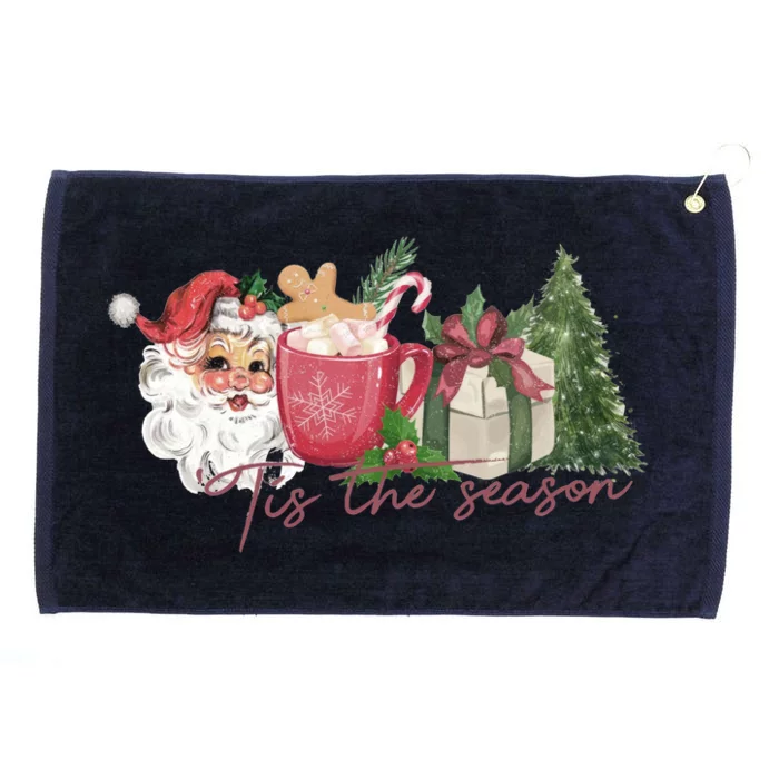 Tis The Season Cute Retro Christmas  Santa Claus Funny Grommeted Golf Towel