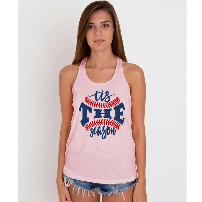 Tis The Season Baseball Softball Lovers Gift Women's Knotted Racerback Tank