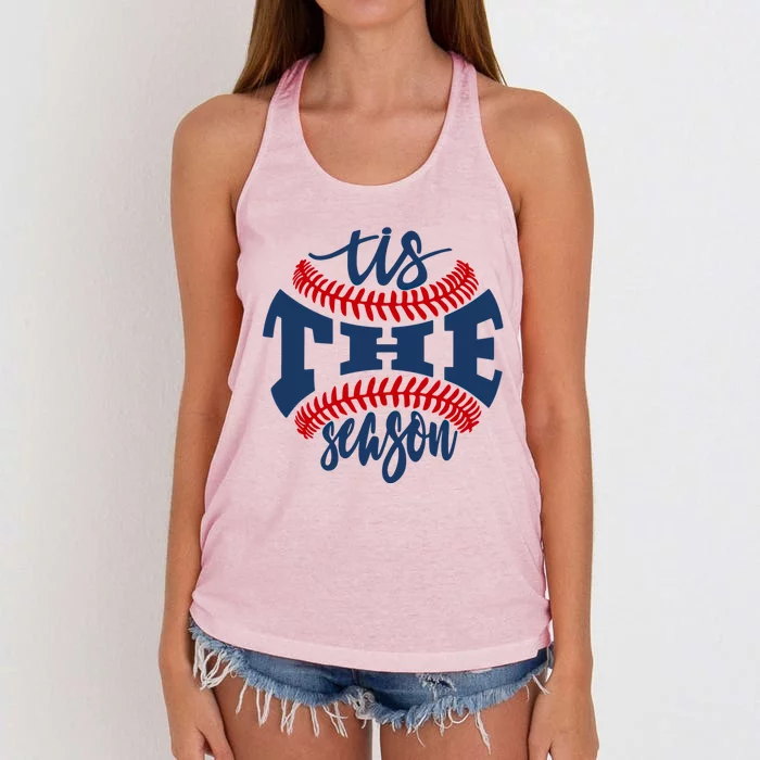 Tis The Season Baseball Softball Lovers Gift Women's Knotted Racerback Tank