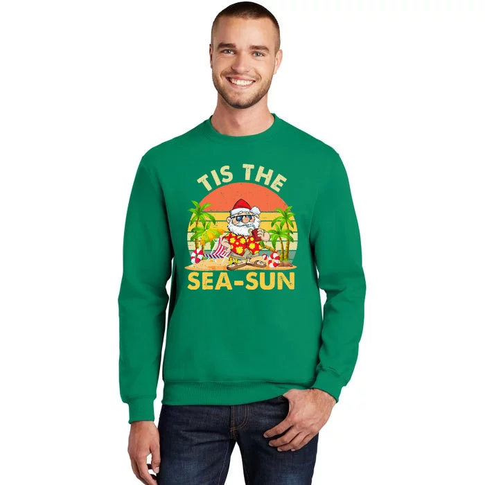 Tis The Sea Sun Santa Beach Summer Christmas In July Summer Sweatshirt