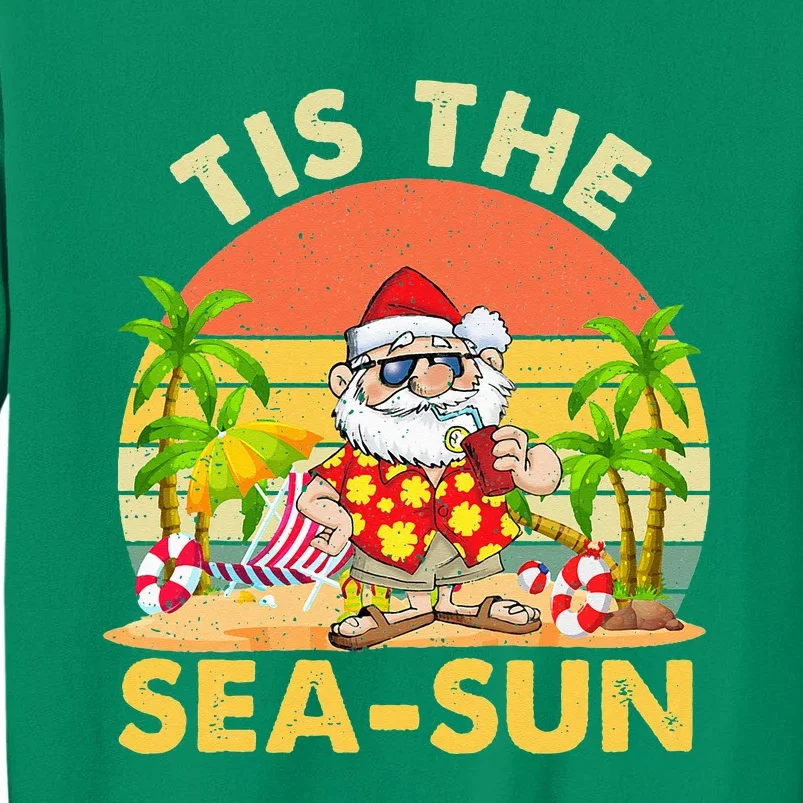 Tis The Sea Sun Santa Beach Summer Christmas In July Summer Sweatshirt