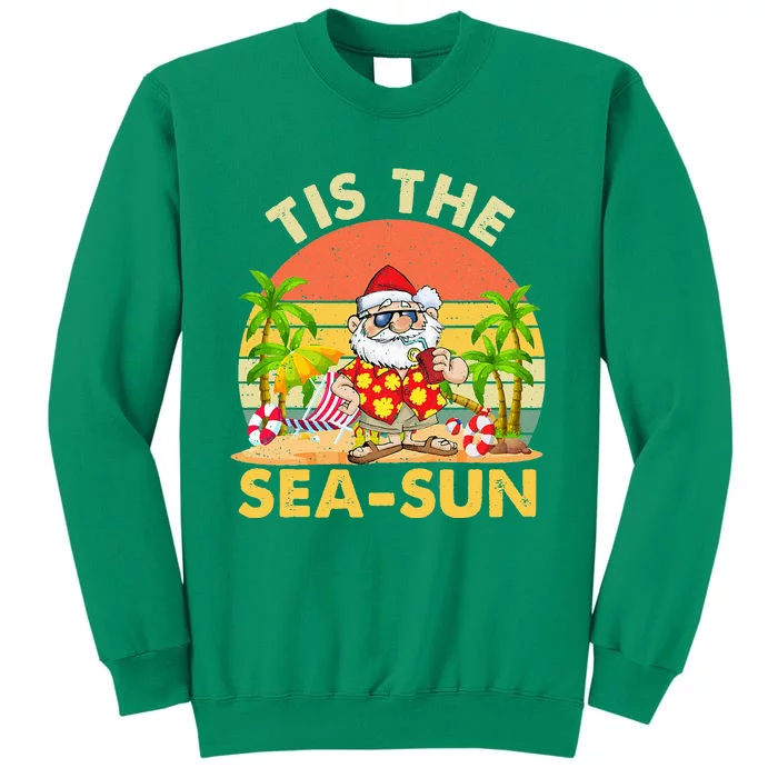 Tis The Sea Sun Santa Beach Summer Christmas In July Summer Sweatshirt