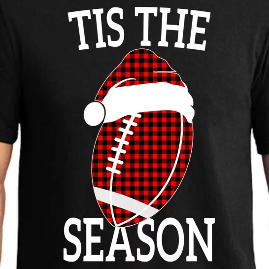 Tis The Season Red Buffalo Plaid Football Mom Christmas Pajama Set