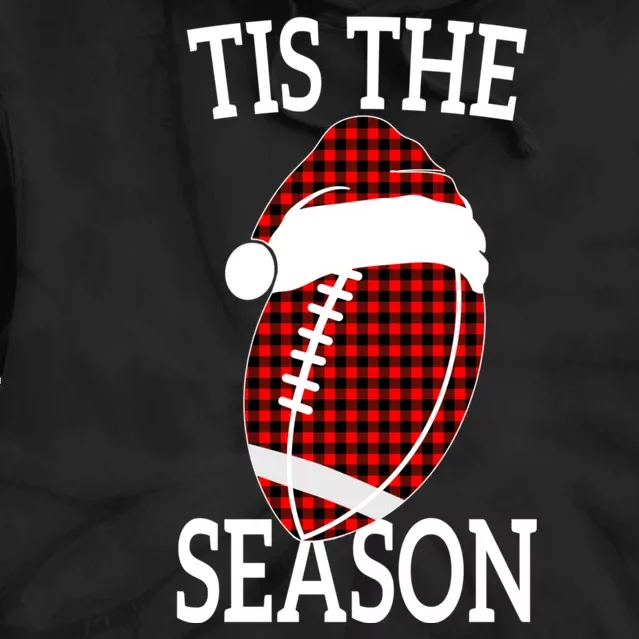 Tis The Season Red Buffalo Plaid Football Mom Christmas Tie Dye Hoodie