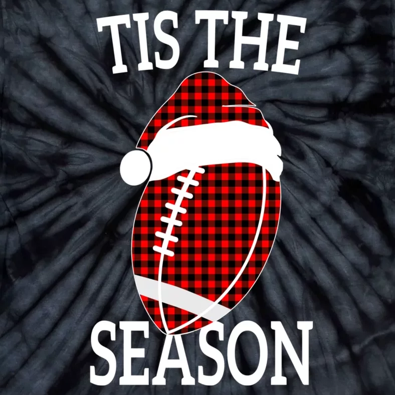 Tis The Season Red Buffalo Plaid Football Mom Christmas Tie-Dye T-Shirt