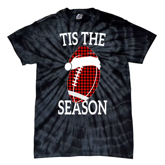 Tis The Season Red Buffalo Plaid Football Mom Christmas Tie-Dye T-Shirt