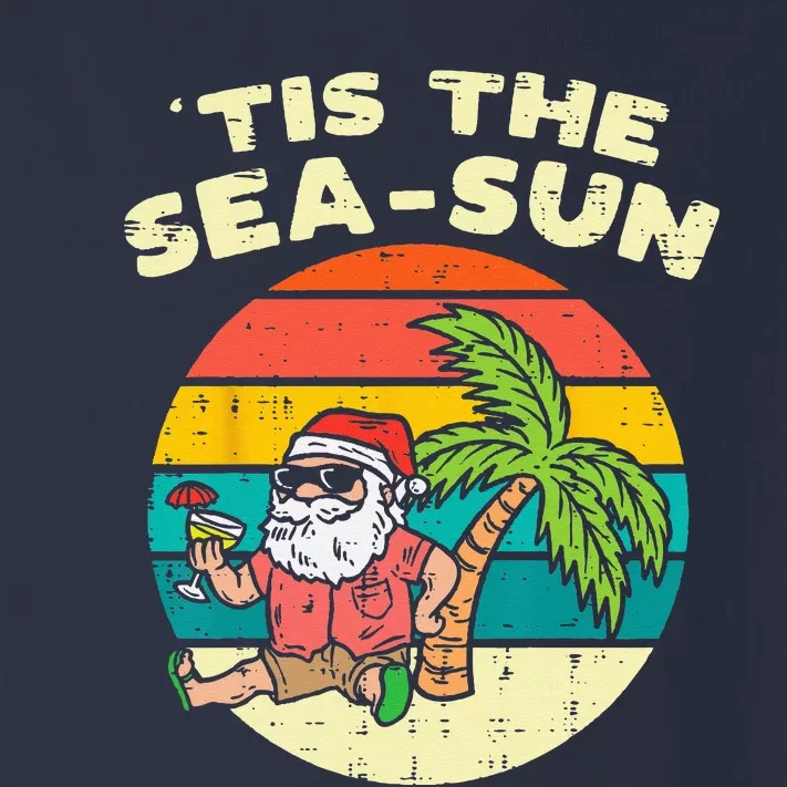 Tis The Sea Sun Santa Beach Summer Christmas In July Summer Toddler Long Sleeve Shirt