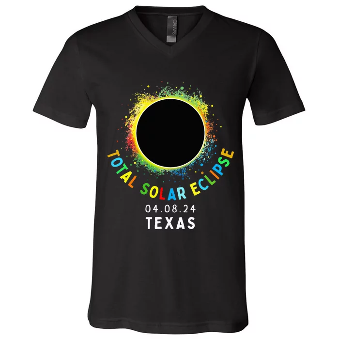 Texas Total Solar Eclipse Totality April 8 2024 V-Neck T-Shirt