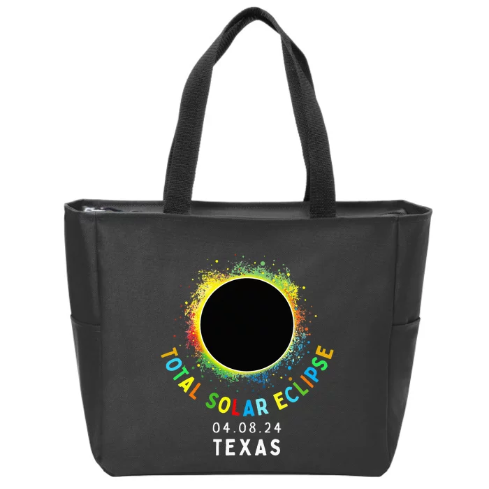 Texas Total Solar Eclipse Totality April 8 2024 Zip Tote Bag