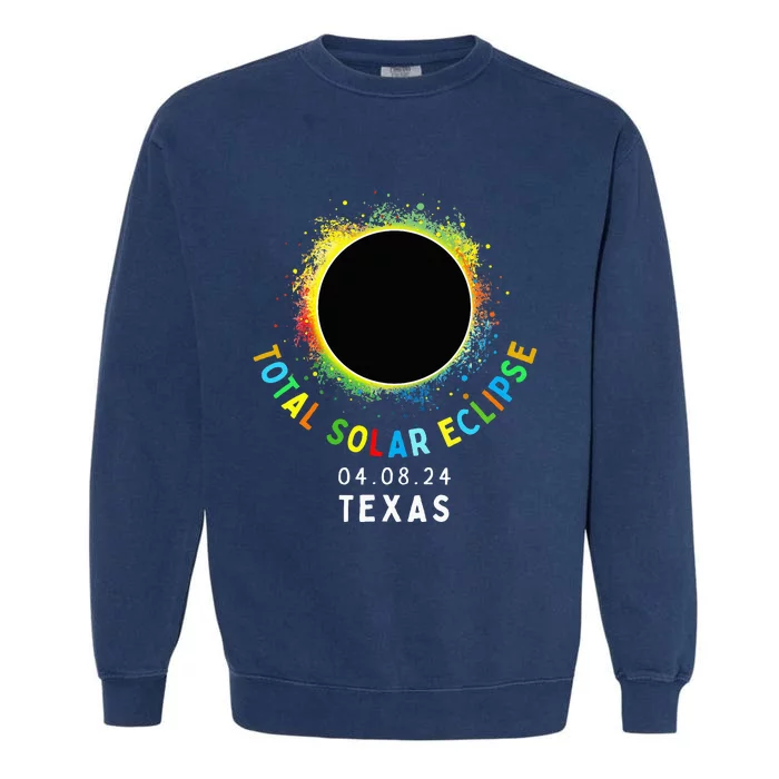 Texas Total Solar Eclipse Totality April 8 2024 Garment-Dyed Sweatshirt