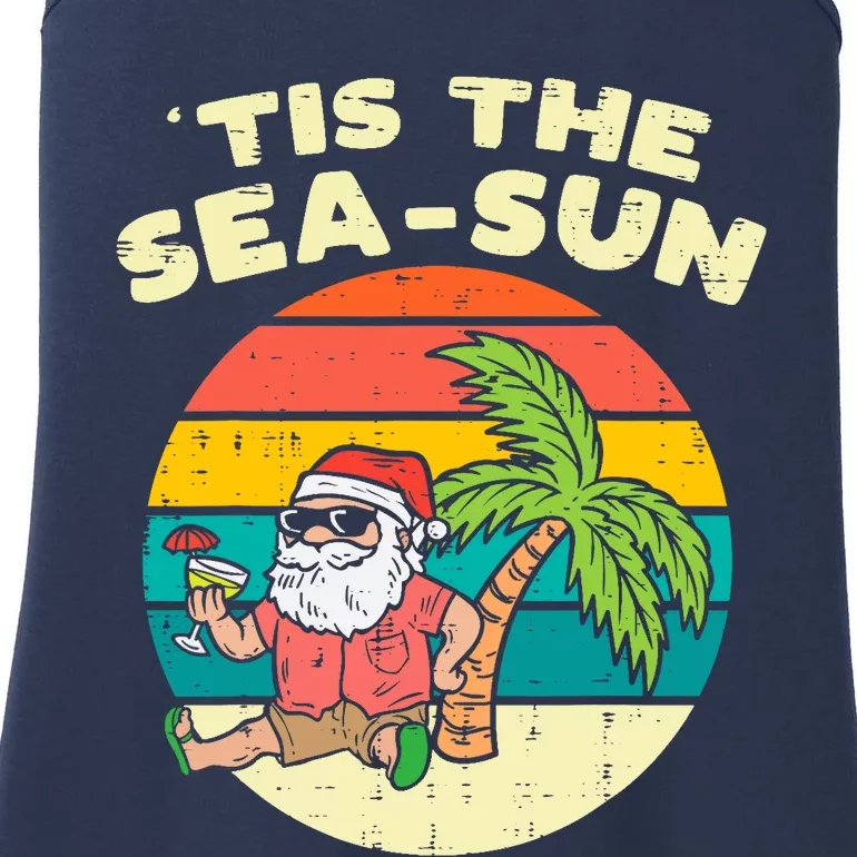 Tis The Sea Sun Santa Beach Summer Christmas In July Summer Ladies Essential Tank