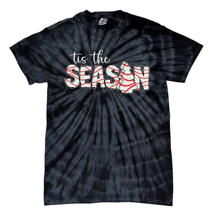 Tis The Season Christmas Lights Tree Cakes Debbie Groovy Tie-Dye T-Shirt