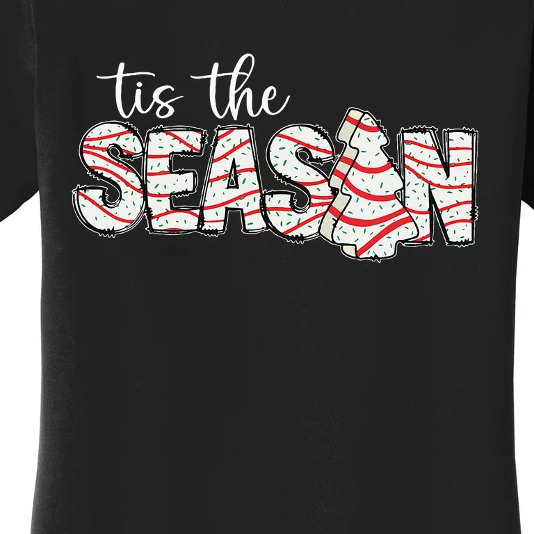 Tis The Season Christmas Lights Tree Cakes Debbie Groovy Women's T-Shirt