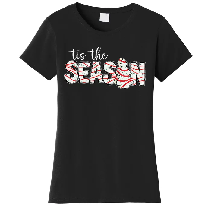 Tis The Season Christmas Lights Tree Cakes Debbie Groovy Women's T-Shirt