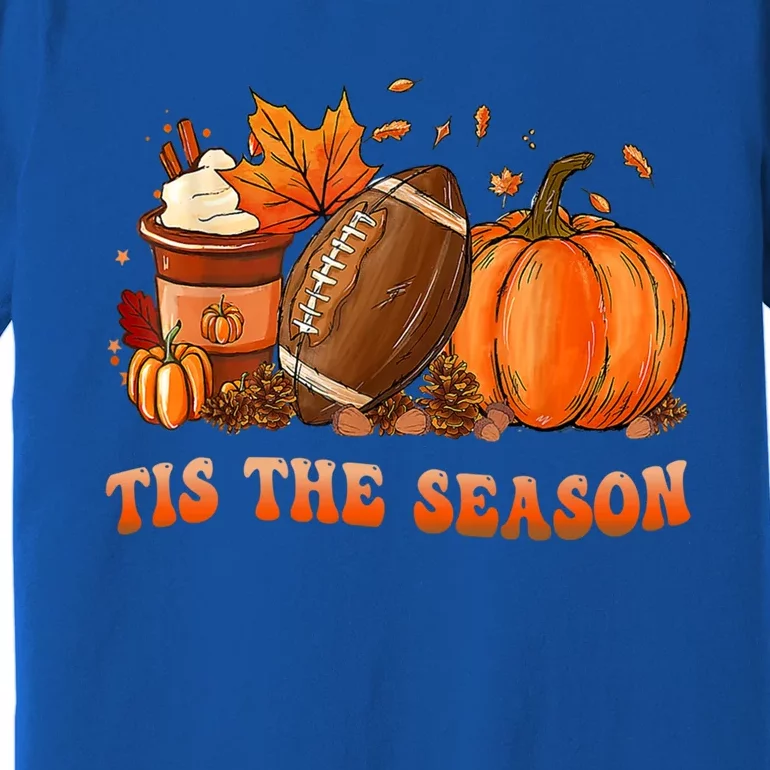 Tis The Season Pumpkin And Spice Football Cute Gift Premium T-Shirt