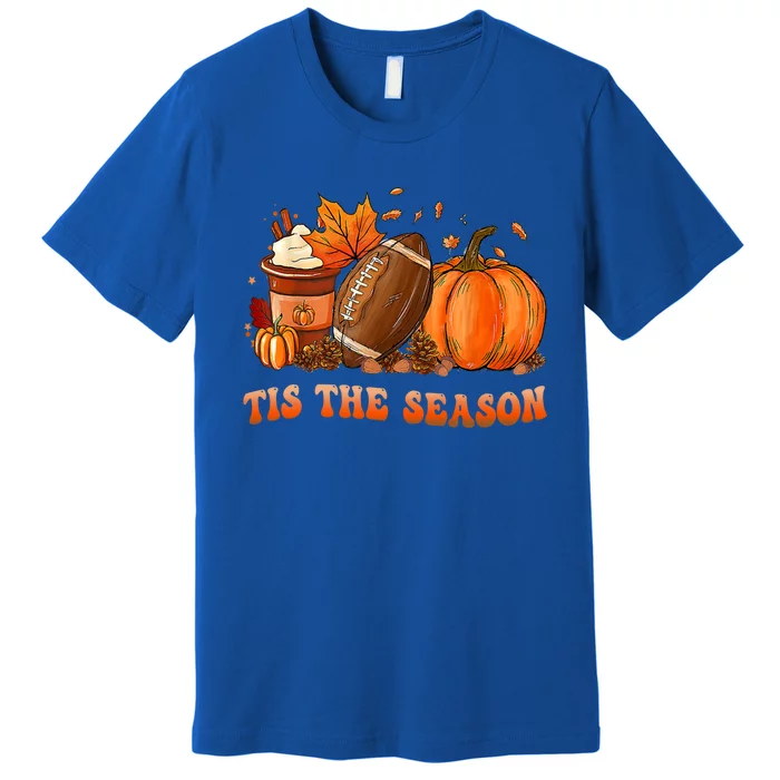 Tis The Season Pumpkin And Spice Football Cute Gift Premium T-Shirt