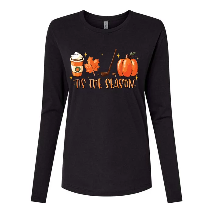 Tis The Season Hockey Latte Leaves Hello Pumpkin Halloween Womens Cotton Relaxed Long Sleeve T-Shirt