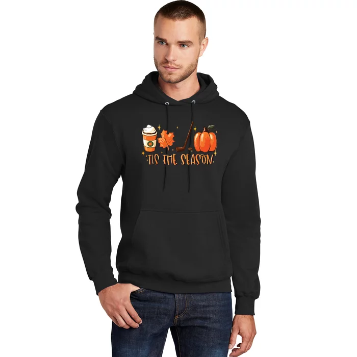 Tis The Season Hockey Latte Leaves Hello Pumpkin Halloween Hoodie