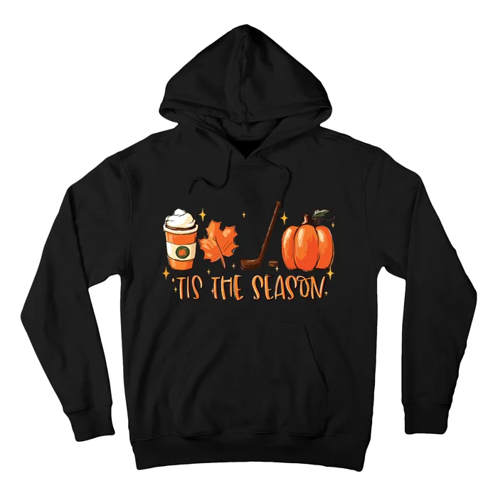 Tis The Season Hockey Latte Leaves Hello Pumpkin Halloween Hoodie