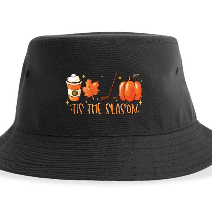 Tis The Season Hockey Latte Leaves Hello Pumpkin Halloween Sustainable Bucket Hat