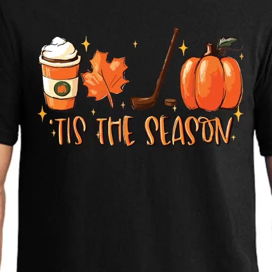 Tis The Season Hockey Latte Leaves Hello Pumpkin Halloween Pajama Set