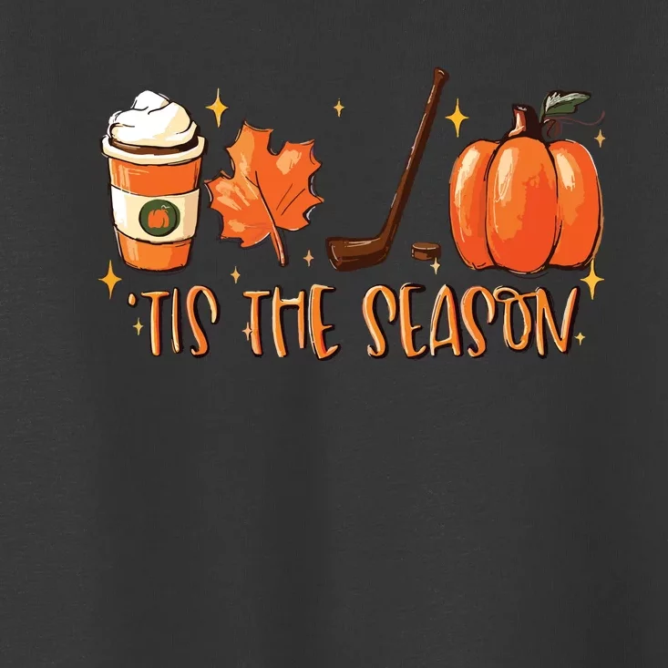 Tis The Season Hockey Latte Leaves Hello Pumpkin Halloween Toddler T-Shirt