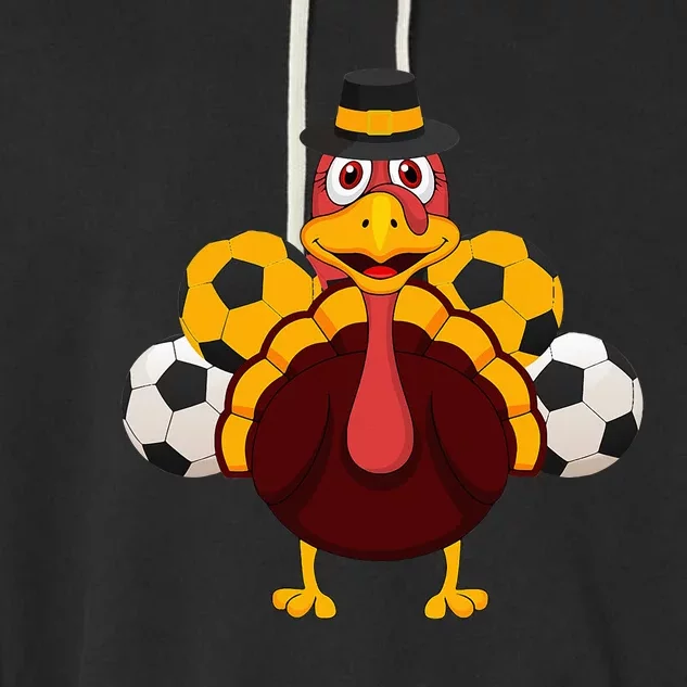 Thanksgiving Turkey Soccer Ball Sports Lover Garment-Dyed Fleece Hoodie