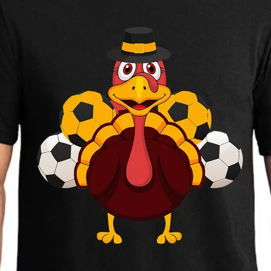 Thanksgiving Turkey Soccer Ball Sports Lover Pajama Set