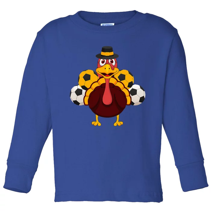 Thanksgiving Turkey Soccer Ball Sports Lover Toddler Long Sleeve Shirt