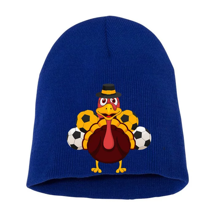 Thanksgiving Turkey Soccer Ball Sports Lover Short Acrylic Beanie