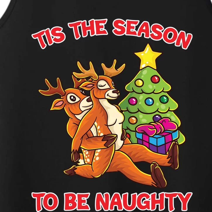 Tis The Season To Be Naughty Humping Reindeer Love Couple Meaningful Gift Performance Tank