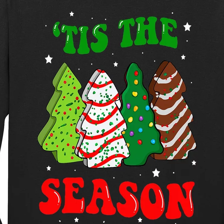 Tis' The Season Christmas Tree Cakes Debbie Groovy Tall Long Sleeve T-Shirt