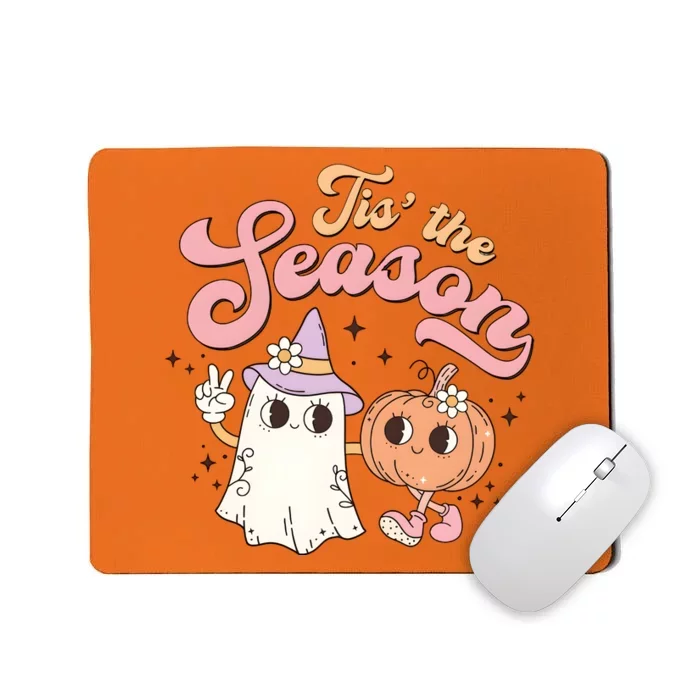 Tis The Season Cute Pumpkin Retro Halloween Mousepad