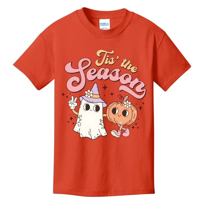 Tis The Season Cute Pumpkin Retro Halloween Kids T-Shirt