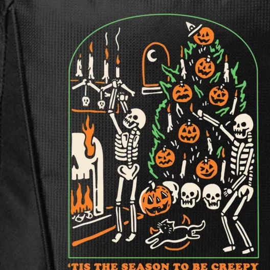 Tis The Season to Be Creepy Skeleton Halloween Spooky Season City Backpack