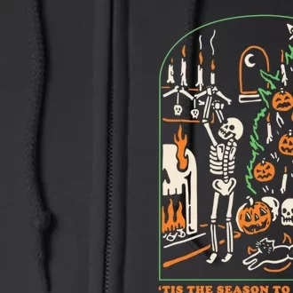 Tis The Season to Be Creepy Skeleton Halloween Spooky Season Full Zip Hoodie