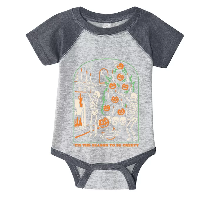 Tis The Season to Be Creepy Skeleton Halloween Spooky Season Infant Baby Jersey Bodysuit