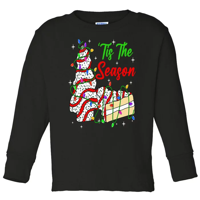 Tis' The Season Christmas Funny Tree Cakes Debbie Xmas Toddler Long Sleeve Shirt