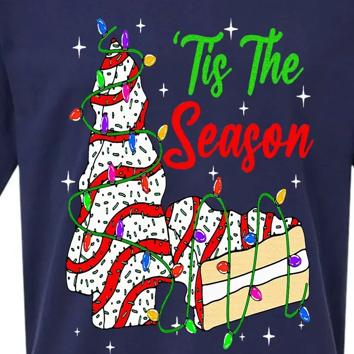 Tis' The Season Christmas Funny Tree Cakes Debbie Xmas Sueded Cloud Jersey T-Shirt