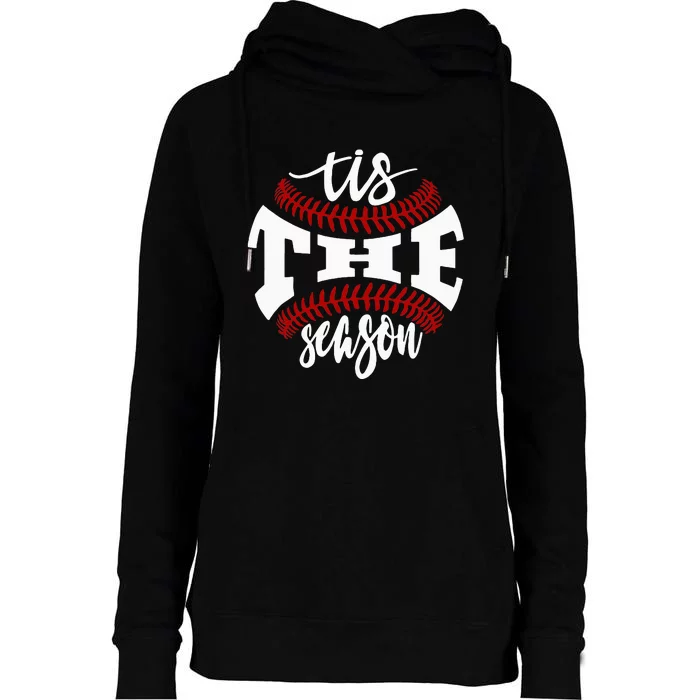 Tis The Season Baseball Lovers Womens Funnel Neck Pullover Hood