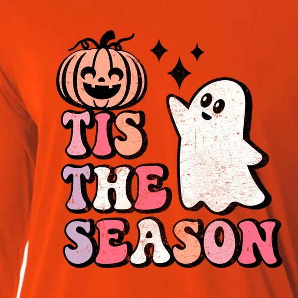 Tis The Season Cute Halloween Retro Ghost Gift Cooling Performance Long Sleeve Crew