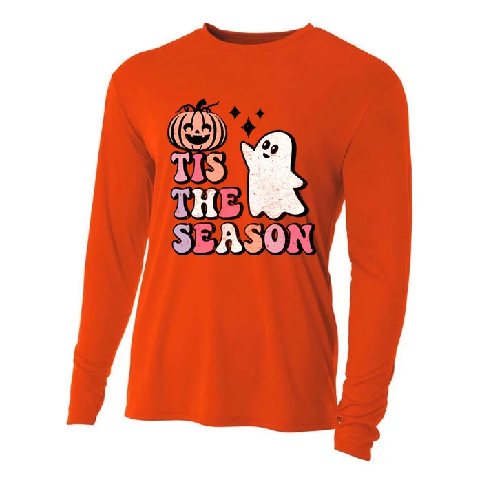 Tis The Season Cute Halloween Retro Ghost Gift Cooling Performance Long Sleeve Crew